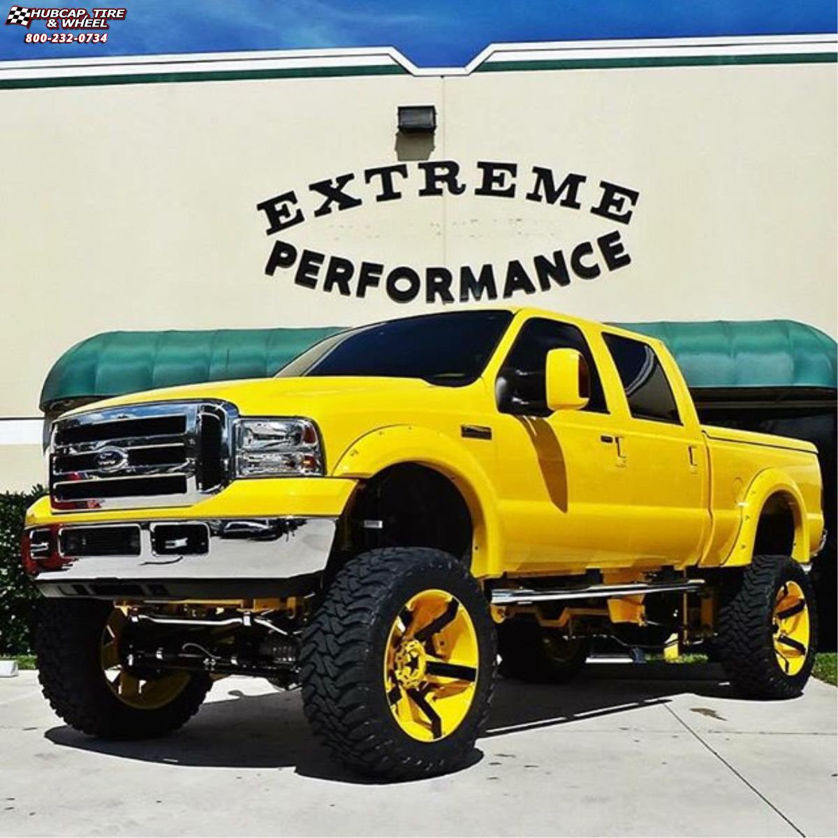 vehicle gallery/ford f 250 xd series xd811 rockstar 2  Yellow Black Inserts wheels and rims