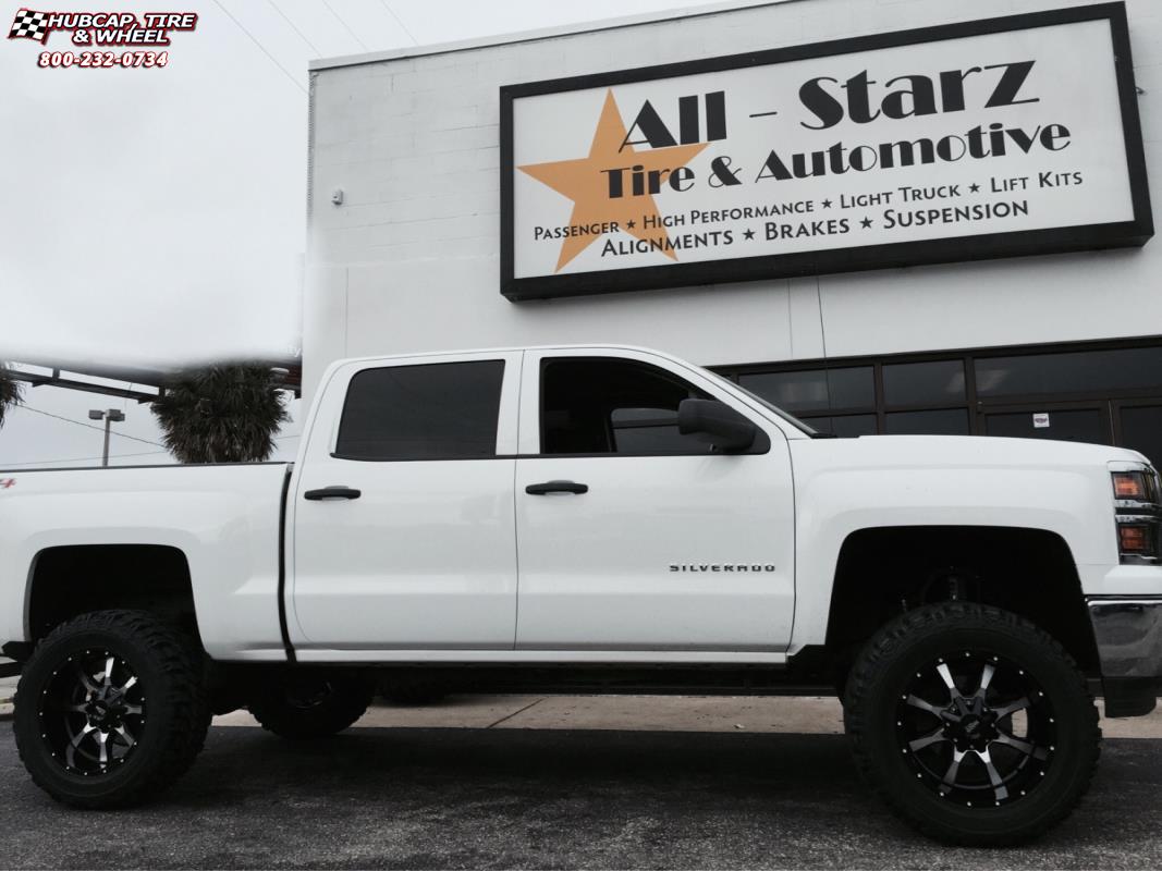 vehicle gallery/chevrolet silverado 1500 moto metal mo970  Gloss Black Machined Face wheels and rims