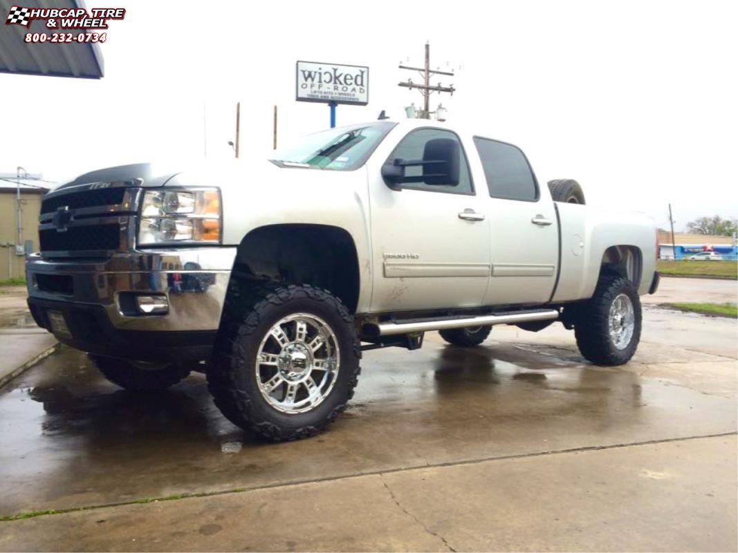 vehicle gallery/chevrolet silverado 2500 xd series xd809 riot x  Chrome wheels and rims