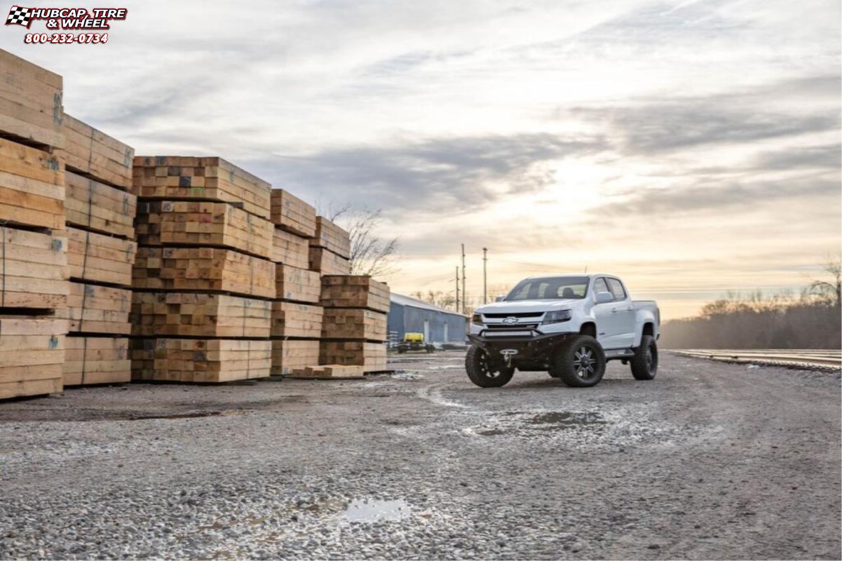 vehicle gallery/chevrolet colorado xd series xd823 trap  Satin Black Machined wheels and rims