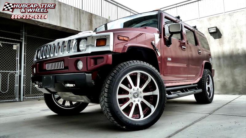 vehicle gallery/hummer h2 dub x18 palazzo 24X10  Chrome w/ green accents wheels and rims