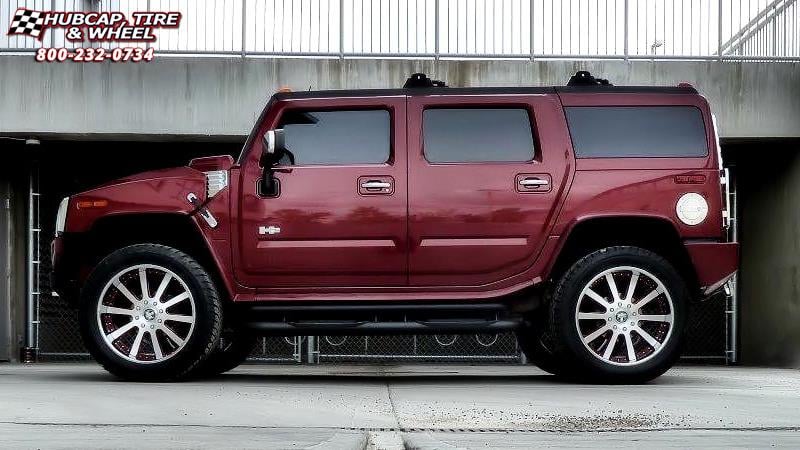 vehicle gallery/hummer h2 dub x18 palazzo 24X10  Chrome w/ green accents wheels and rims