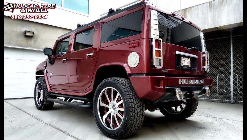 vehicle gallery/hummer h2 dub x18 palazzo 24X10  Chrome w/ green accents wheels and rims