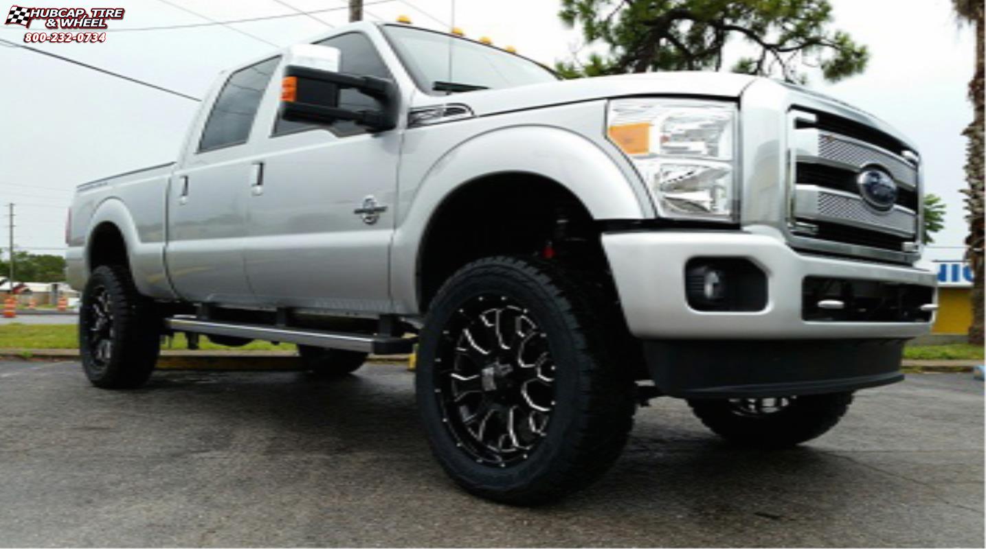 vehicle gallery/ford f 250 xd series xd808 menace x  Gloss Black Milled wheels and rims