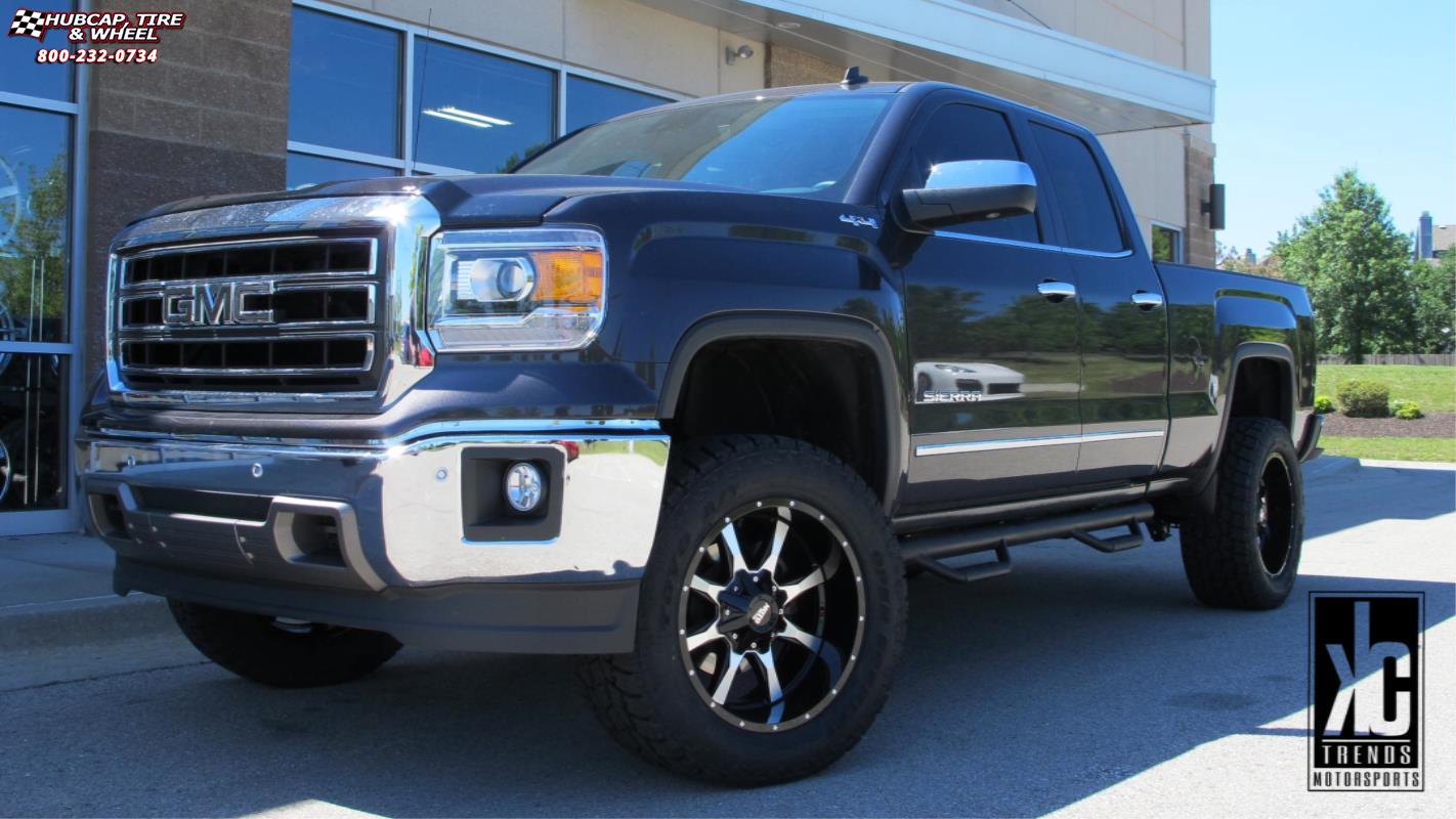 vehicle gallery/gmc sierra moto metal mo970  Gloss Black Machined Face wheels and rims