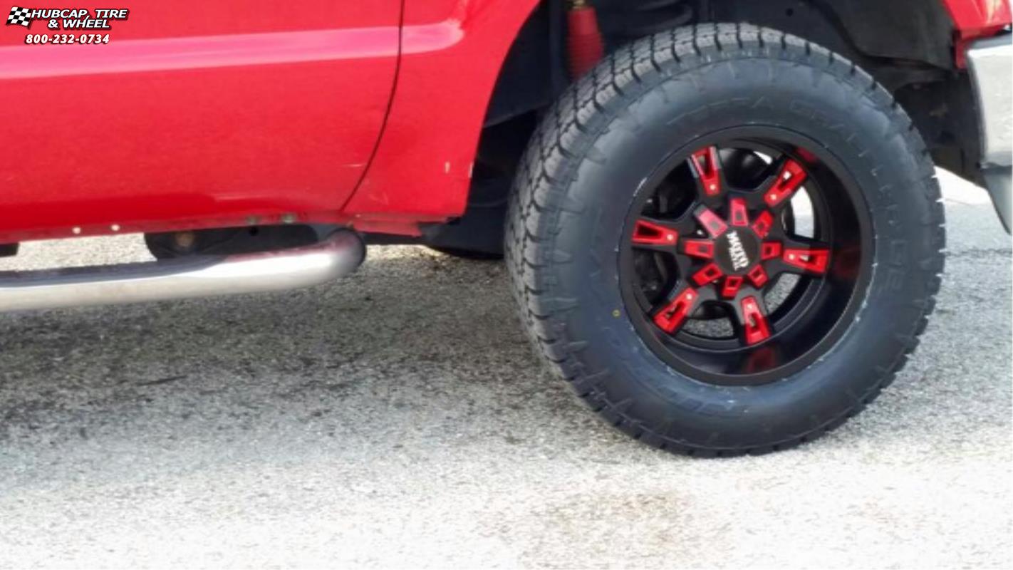 vehicle gallery/ford f 250 moto metal mo969  Satin Black Red Accents wheels and rims