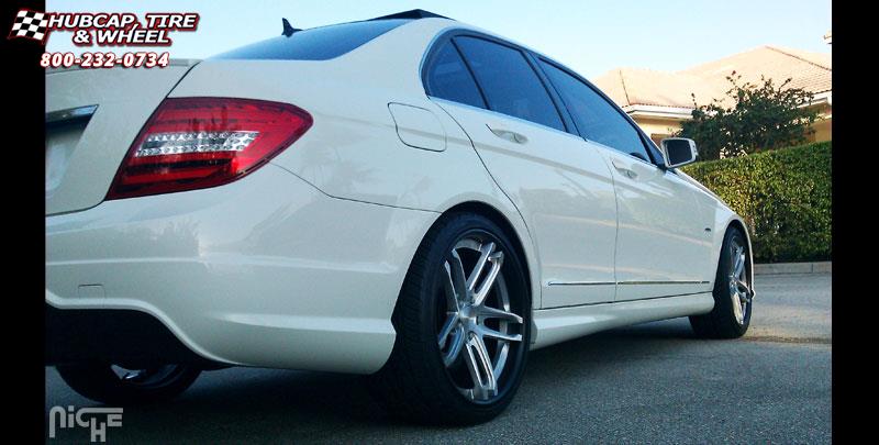 vehicle gallery/mercedes benz c class niche monaco Brushed Face | Gloss Black Windows | Chrome Lip wheels and rims