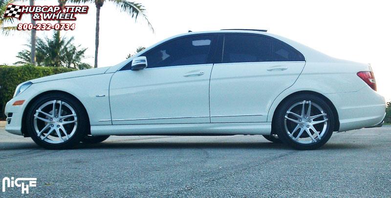 vehicle gallery/mercedes benz c class niche monaco Brushed Face | Gloss Black Windows | Chrome Lip wheels and rims