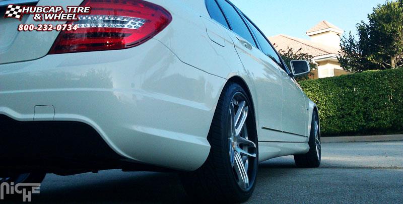 vehicle gallery/mercedes benz c class niche monaco Brushed Face | Gloss Black Windows | Chrome Lip wheels and rims