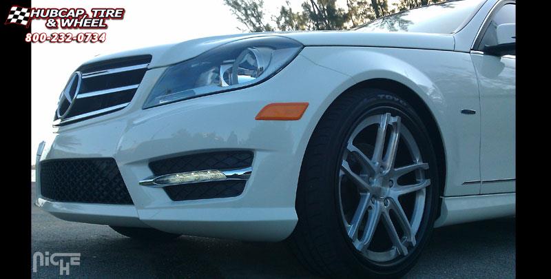 vehicle gallery/mercedes benz c class niche monaco Brushed Face | Gloss Black Windows | Chrome Lip wheels and rims