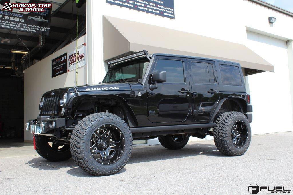 vehicle gallery/jeep wrangler fuel full blown d554 20X12  Gloss Black Milled wheels and rims