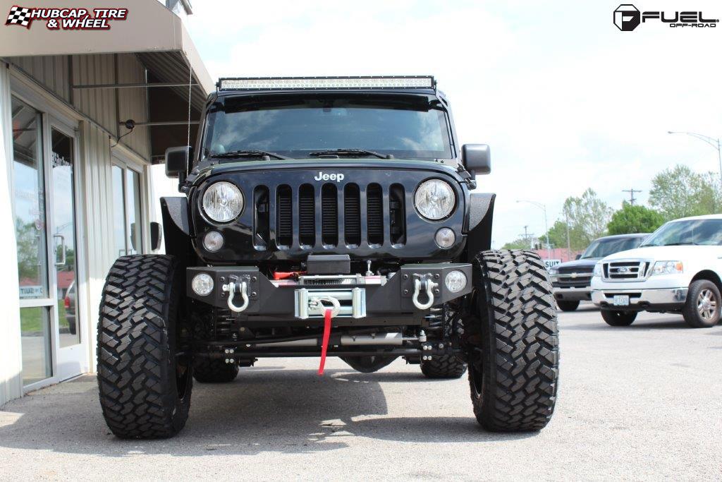 vehicle gallery/jeep wrangler fuel full blown d554 20X12  Gloss Black Milled wheels and rims