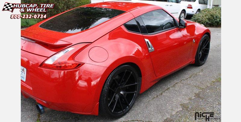 vehicle gallery/nissan 370 z niche targa m130 19x95  Black & Machined with Dark Tint wheels and rims