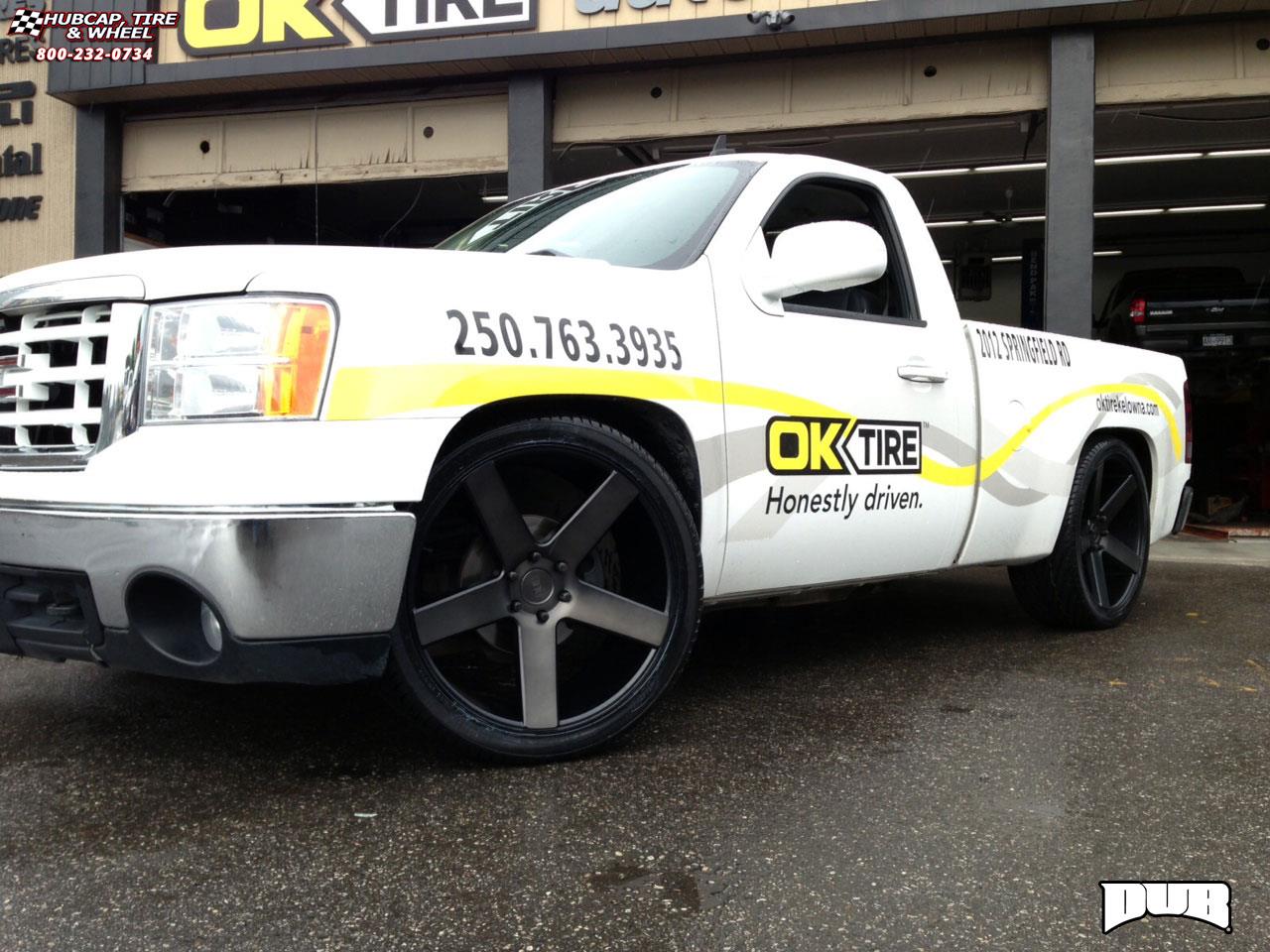 vehicle gallery/gmc sierra dub baller s116  Black & Machined with Dark Tint wheels and rims
