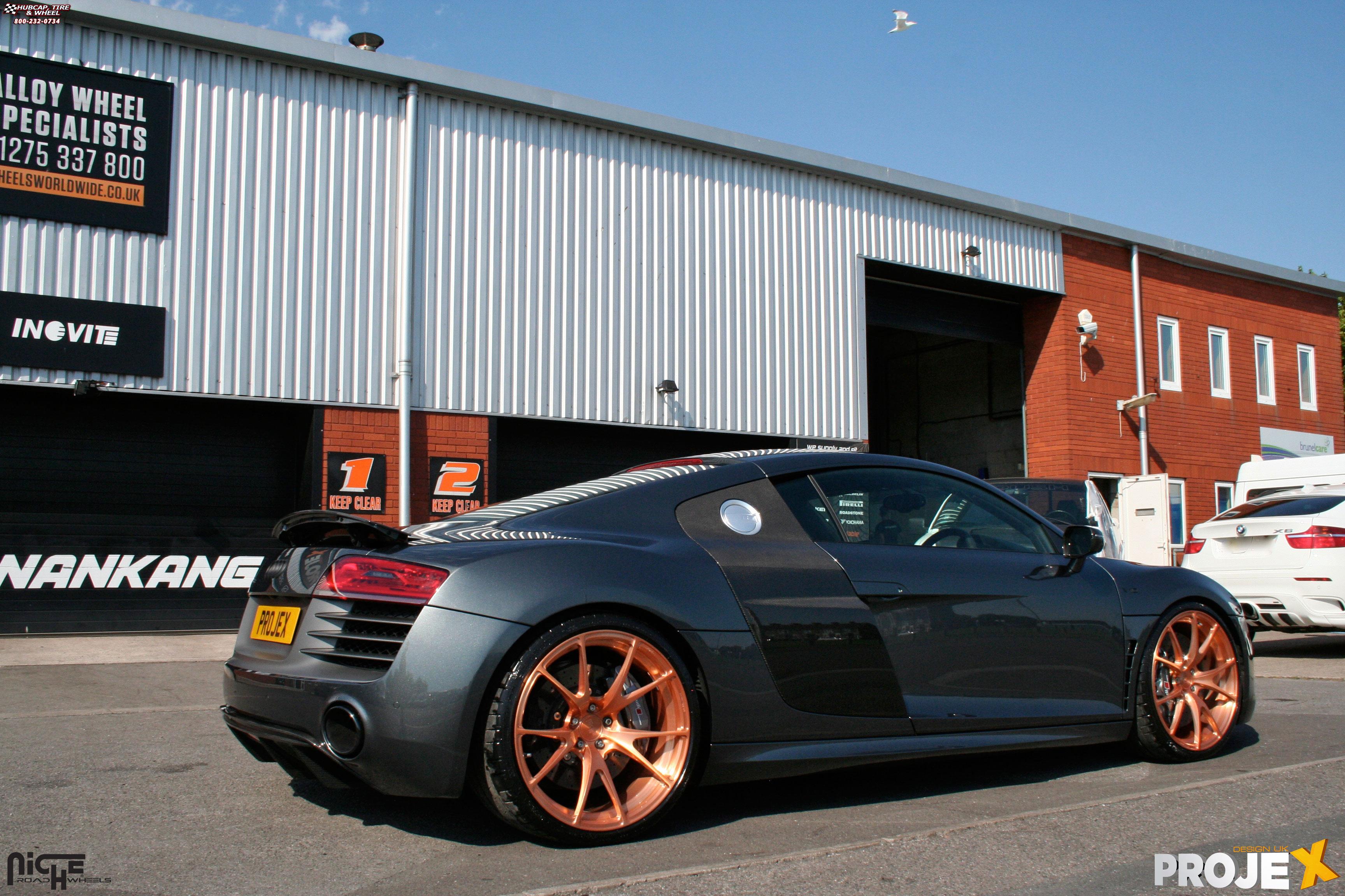 vehicle gallery/audi r8 niche stuttgart 20x9  Brushed | Rose Gold wheels and rims