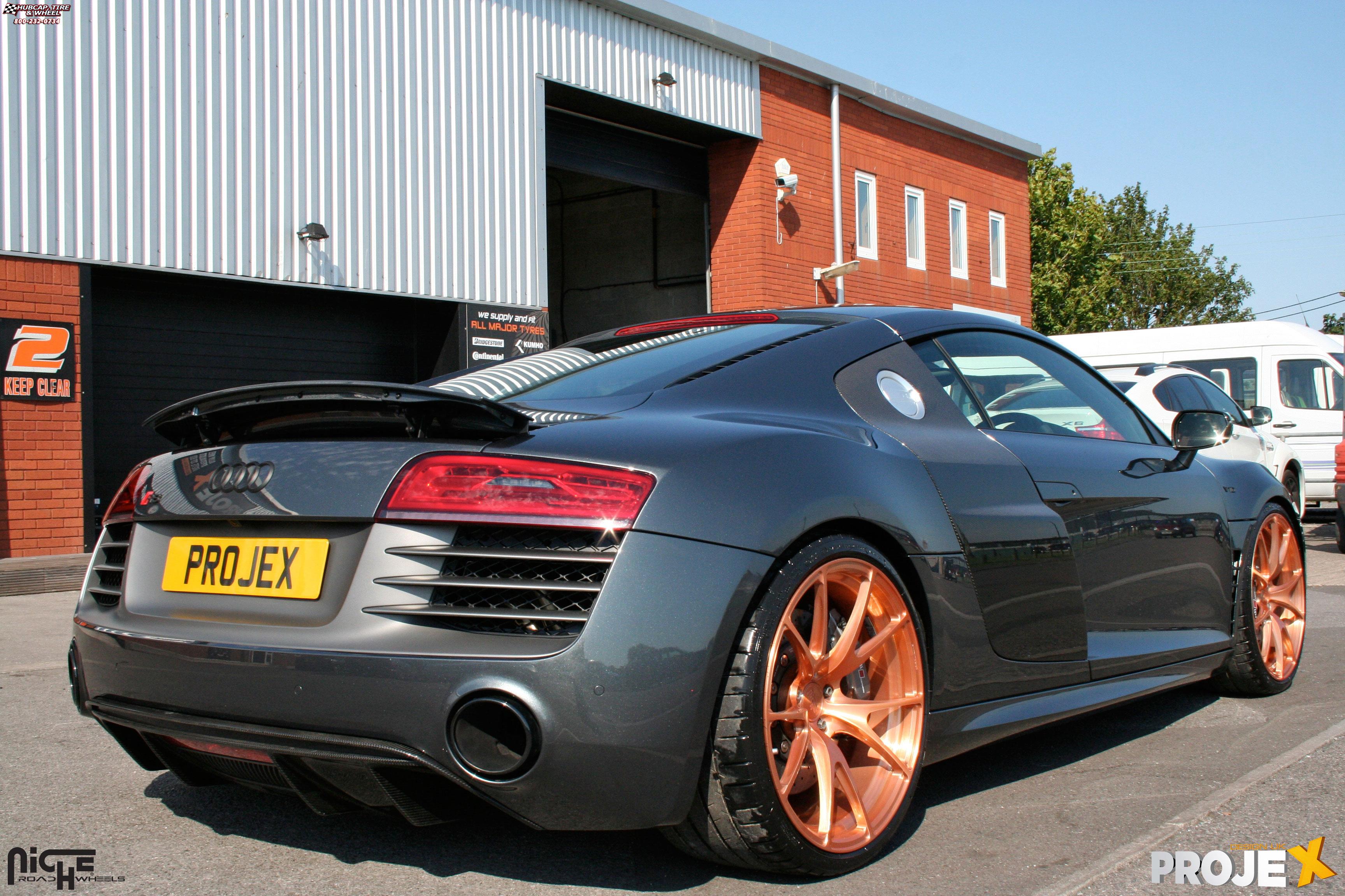 vehicle gallery/audi r8 niche stuttgart 20x9  Brushed | Rose Gold wheels and rims