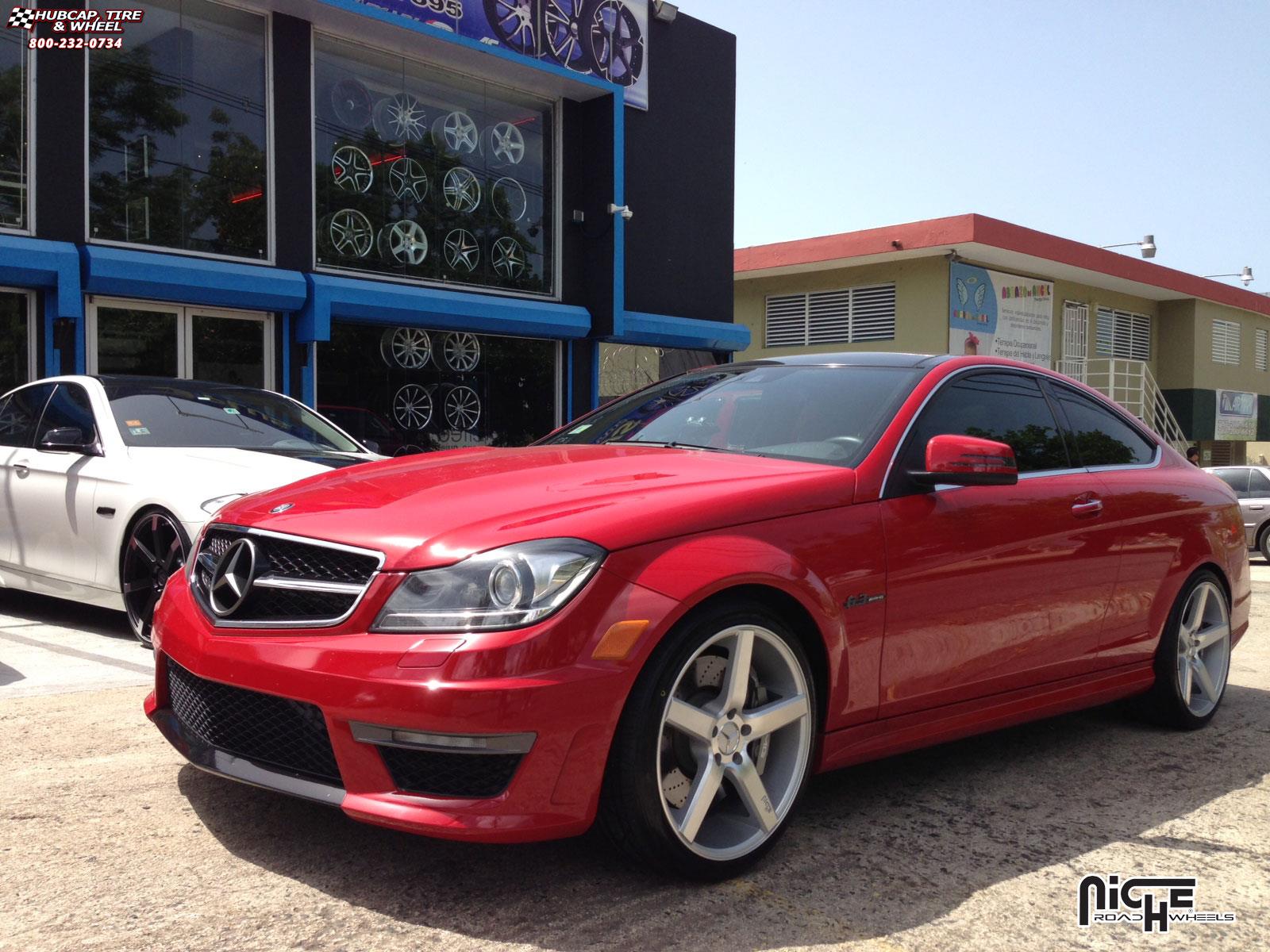 vehicle gallery/mercedes benz c63 niche milan m135  Silver with Machine Cut Face wheels and rims
