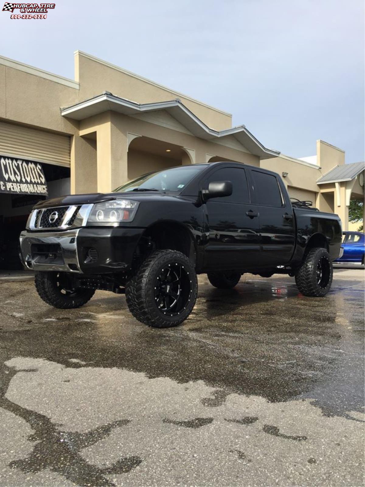 vehicle gallery/nissan moto metal mo962  Gloss Black & Milled wheels and rims