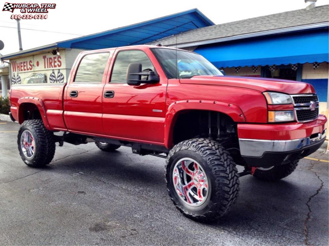 vehicle gallery/chevrolet silverado 1500 moto metal mo969  Chrome Red Accents wheels and rims