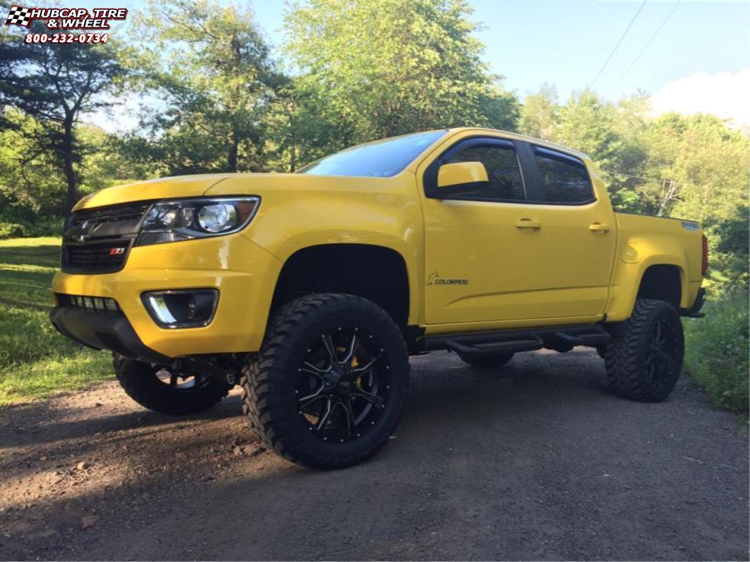 vehicle gallery/2016 chevrolet colorado moto metal mo970  Satin Black Milled wheels and rims