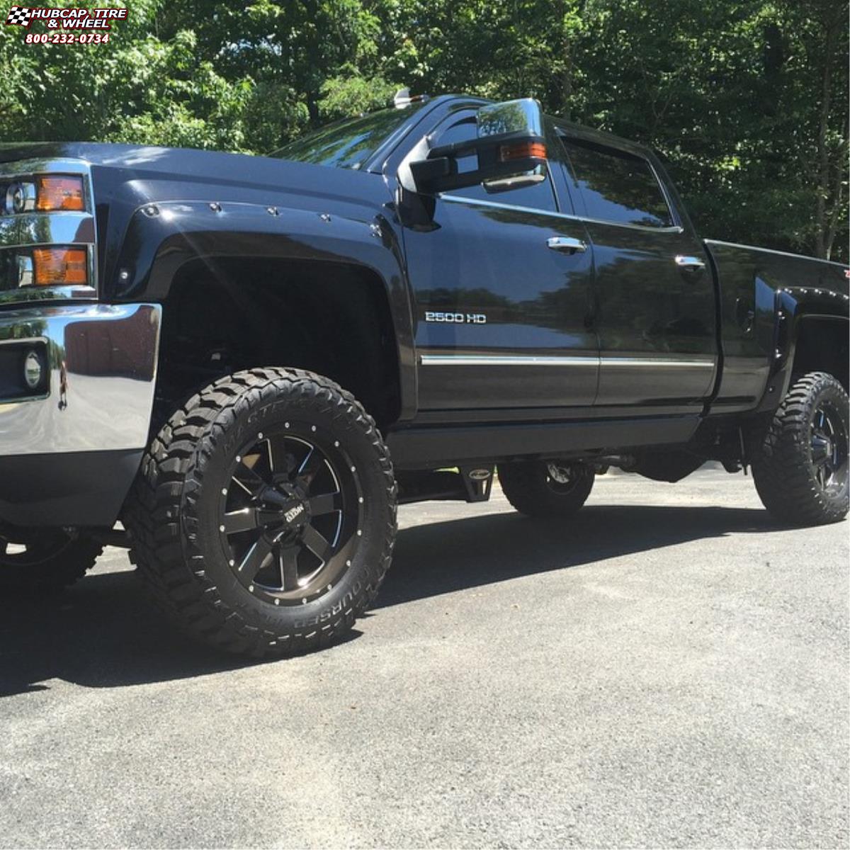 vehicle gallery/chevrolet silverado 2500 hd moto metal mo962  Gloss Black & Milled wheels and rims