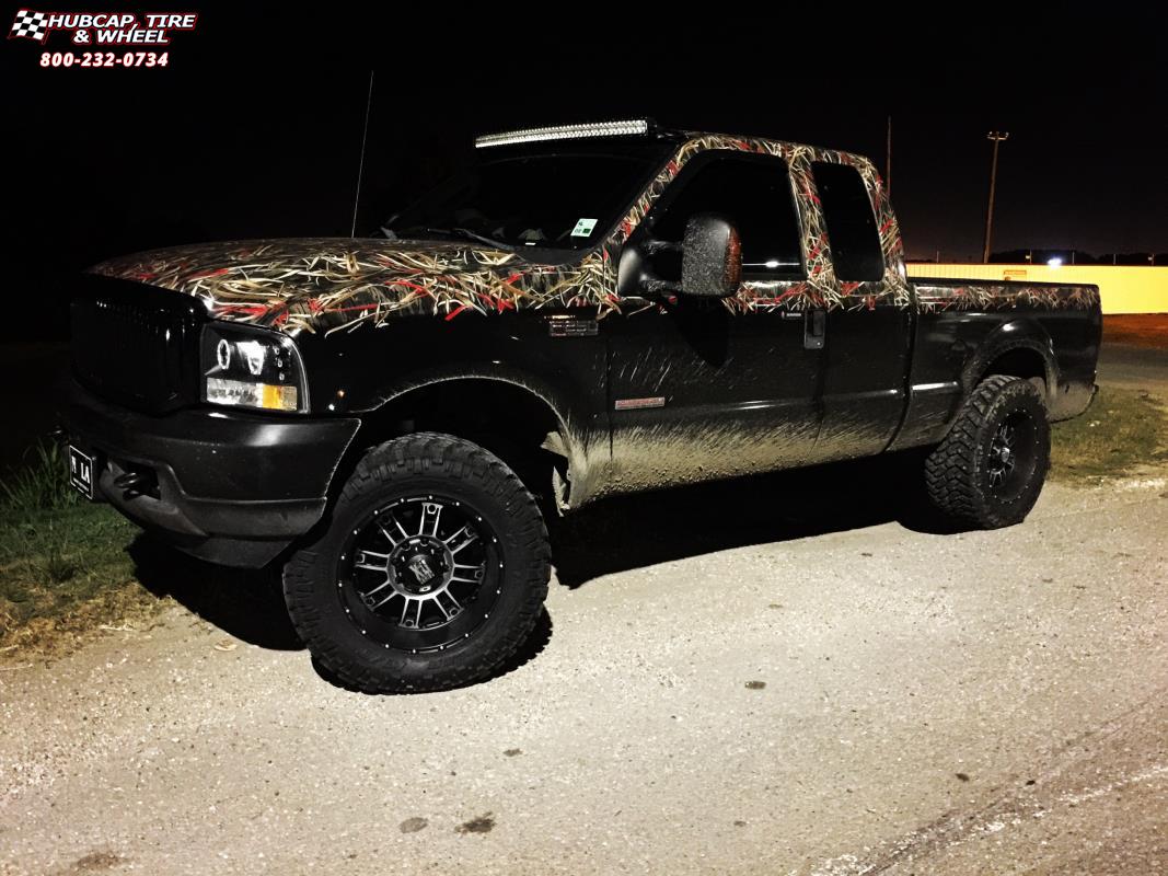 vehicle gallery/ford f 250 xd series xd809 riot x  Matte Black Machined wheels and rims
