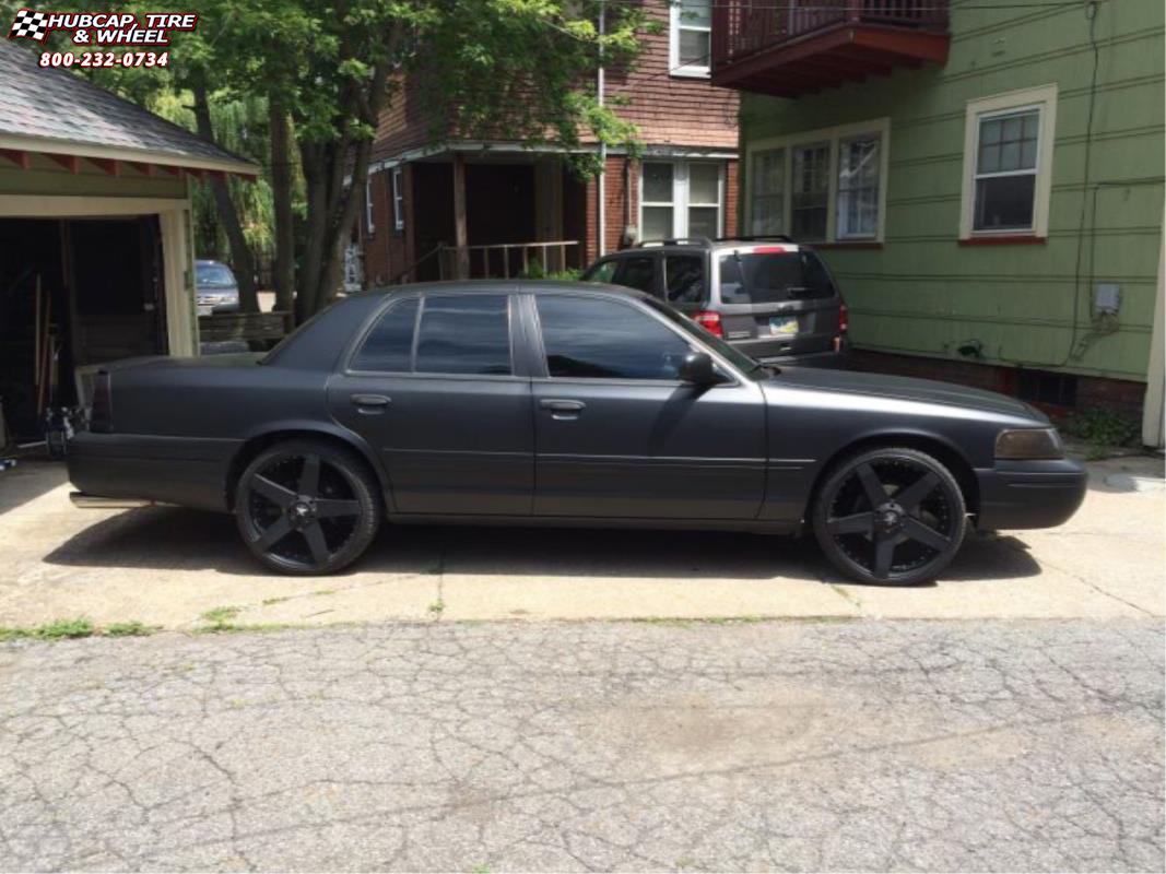vehicle gallery/2003 ford crown victoria xd series km775 rockstar car  Matte Black wheels and rims