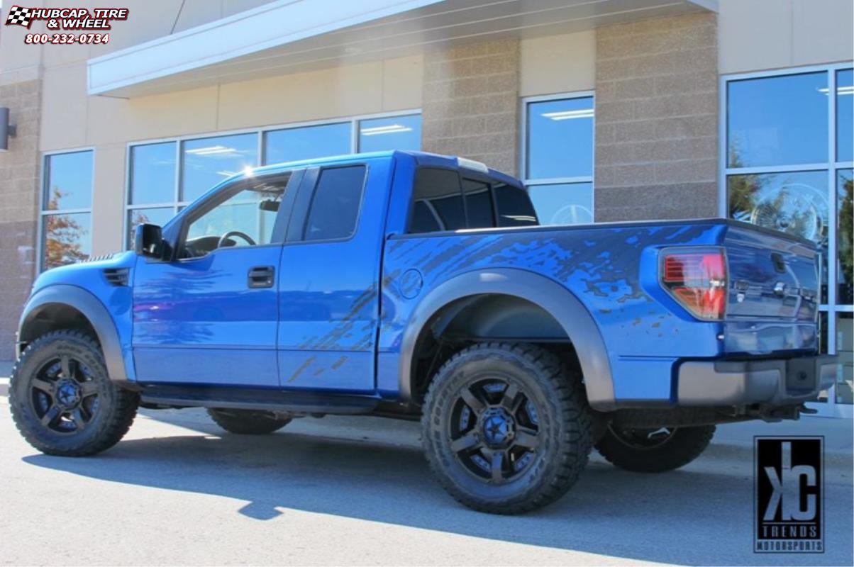 vehicle gallery/ford f 150 raptor xd series xd811 rockstar 2  Satin Black and Black Inserts wheels and rims