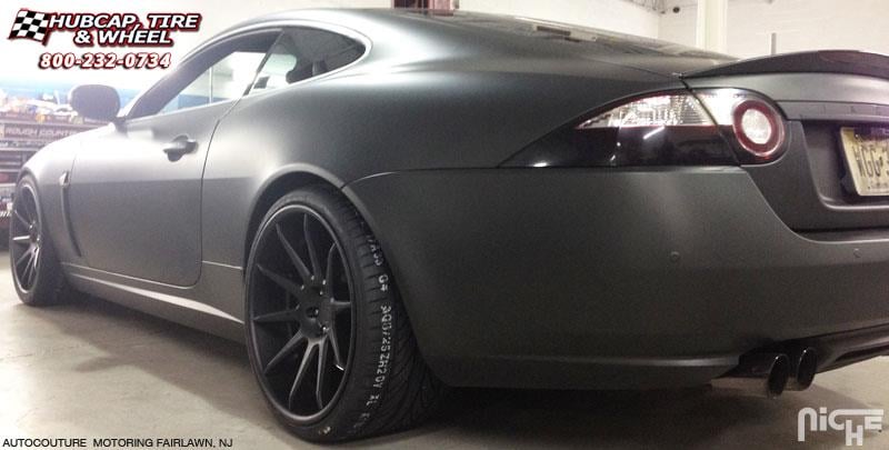 vehicle gallery/jaguar xkr niche spa 20x10  Brushed Face | Gloss Black Windows | Gloss Black Lip wheels and rims