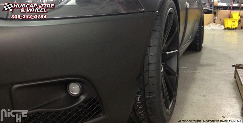 vehicle gallery/jaguar xkr niche spa 20x10  Brushed Face | Gloss Black Windows | Gloss Black Lip wheels and rims