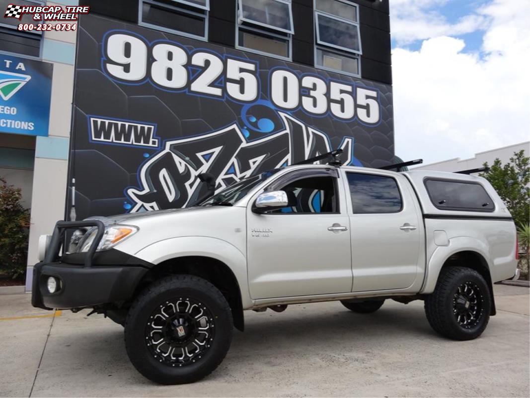 vehicle gallery/toyota hilux xd series xd806 bomb x  Gloss Black Milled wheels and rims