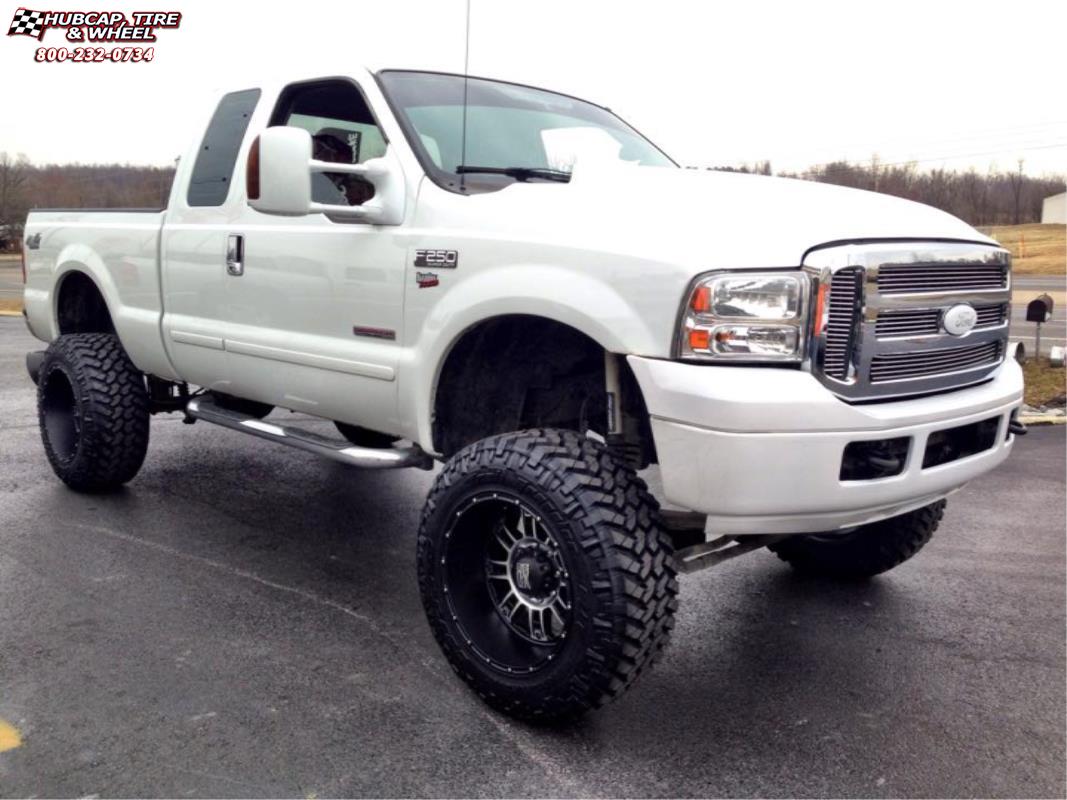 vehicle gallery/ford f 250 xd series xd809 riot x  Matte Black Machined wheels and rims