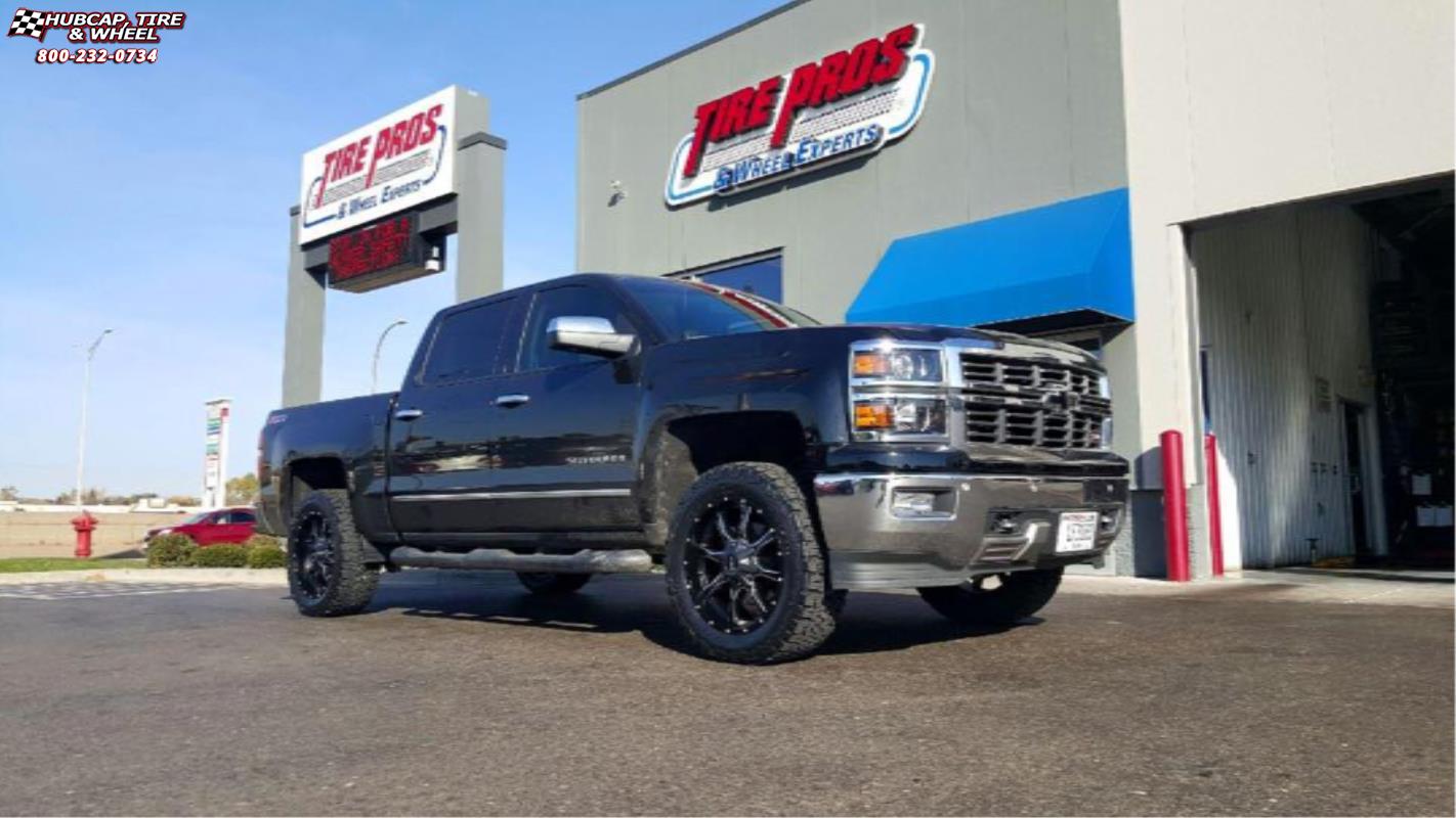 vehicle gallery/chevrolet silverado 1500 moto metal mo970  Satin Black Milled wheels and rims