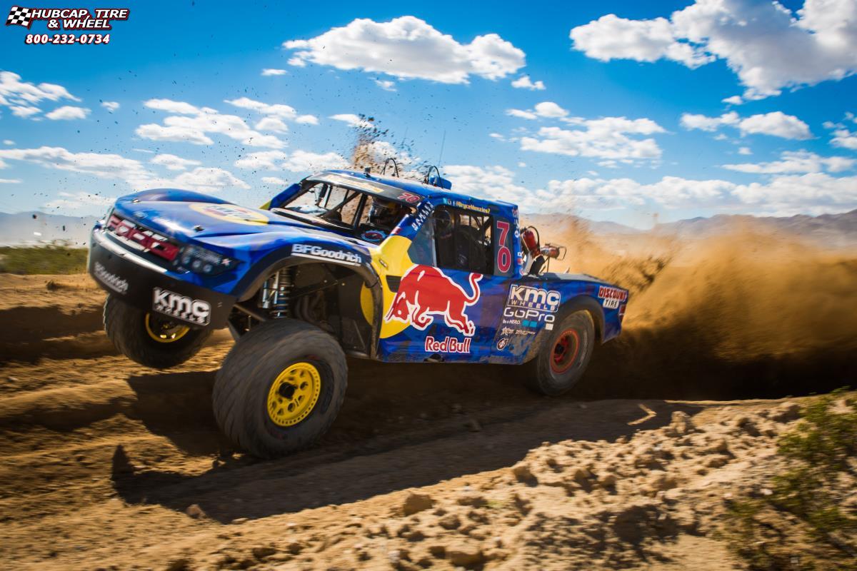 vehicle gallery/ford f 150 raptor xd series xd222 enduro beadlock x  Red and Yellow wheels and rims