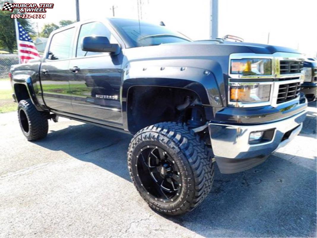 vehicle gallery/chevrolet silverado 1500 moto metal mo962  Gloss Black & Milled wheels and rims