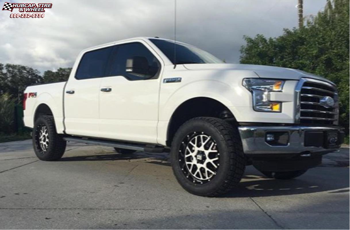 vehicle gallery/ford f 150 xd series xd820 grenade  Satin Black Machined Face wheels and rims