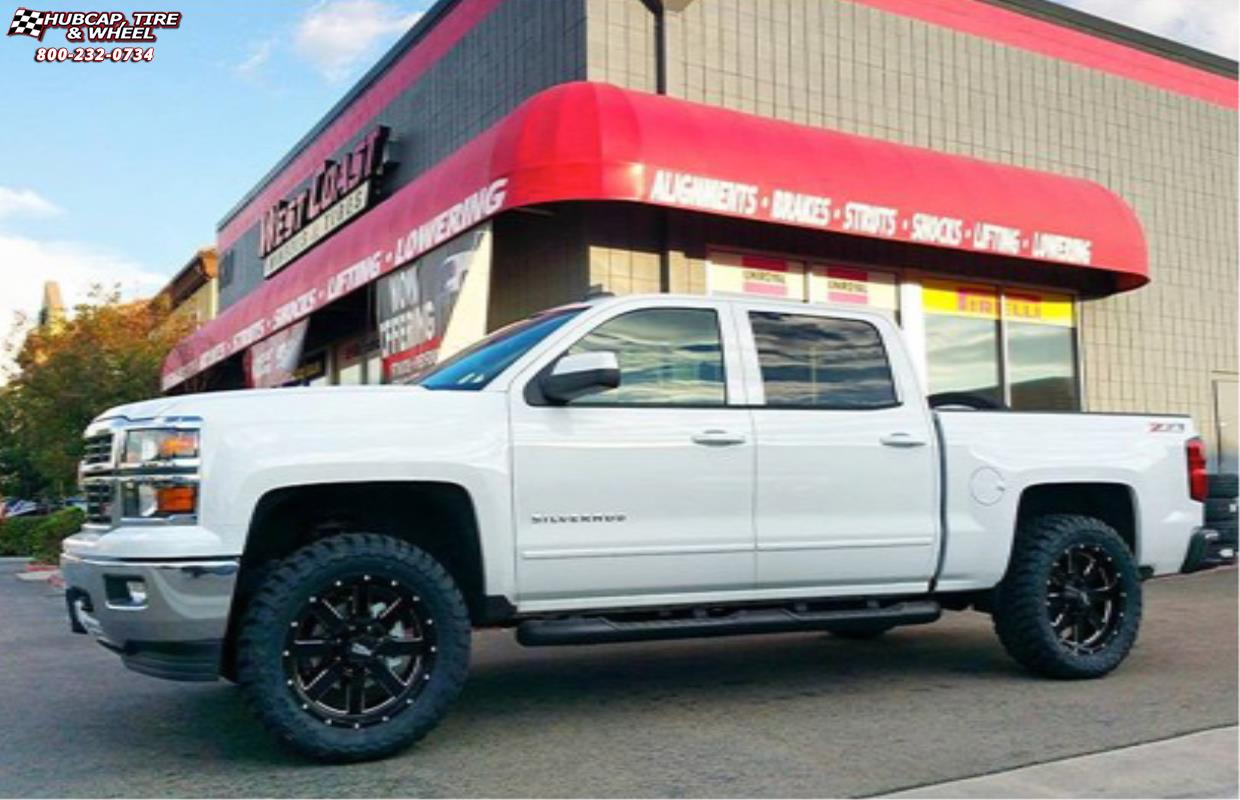vehicle gallery/chevrolet silverado 1500 moto metal mo962  Gloss Black & Milled wheels and rims