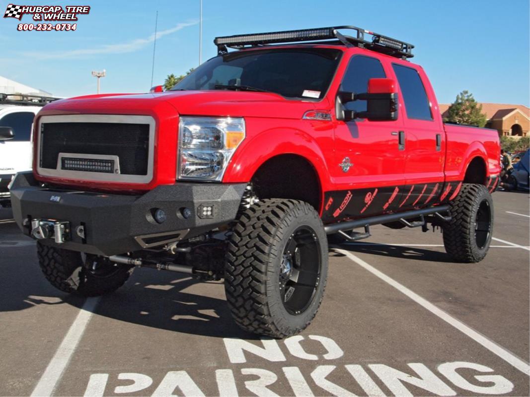 vehicle gallery/ford f 250 xd series xd811 rockstar 2 Satin Black and Black Inserts wheels and rims