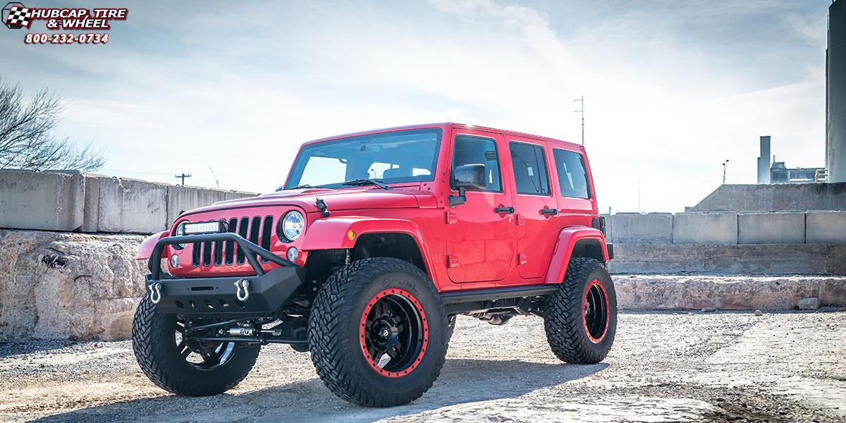 vehicle gallery/jeep wrangler fuel anza d557 20X10  Gloss Black | Color Match Red Ring wheels and rims