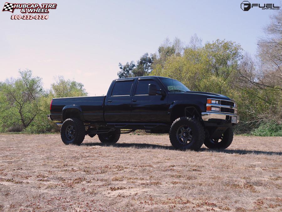 vehicle gallery/chevrolet silverado k3500 fuel anza d558 20X9  Matte Anthracite w/ Black Ring wheels and rims