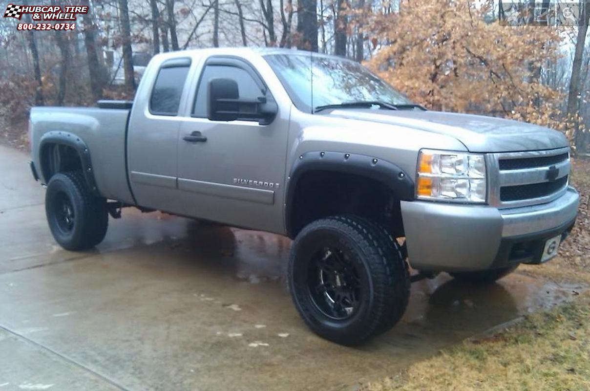 vehicle gallery/2008 chevrolet silverado 1500 moto metal mo961  Satin Black Silver Insert wheels and rims
