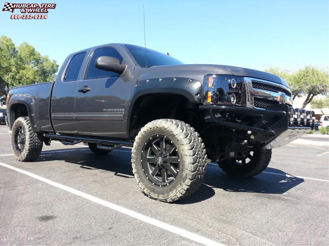 vehicle gallery/chevrolet silverado 1500 moto metal mo962  Gloss Black & Milled wheels and rims