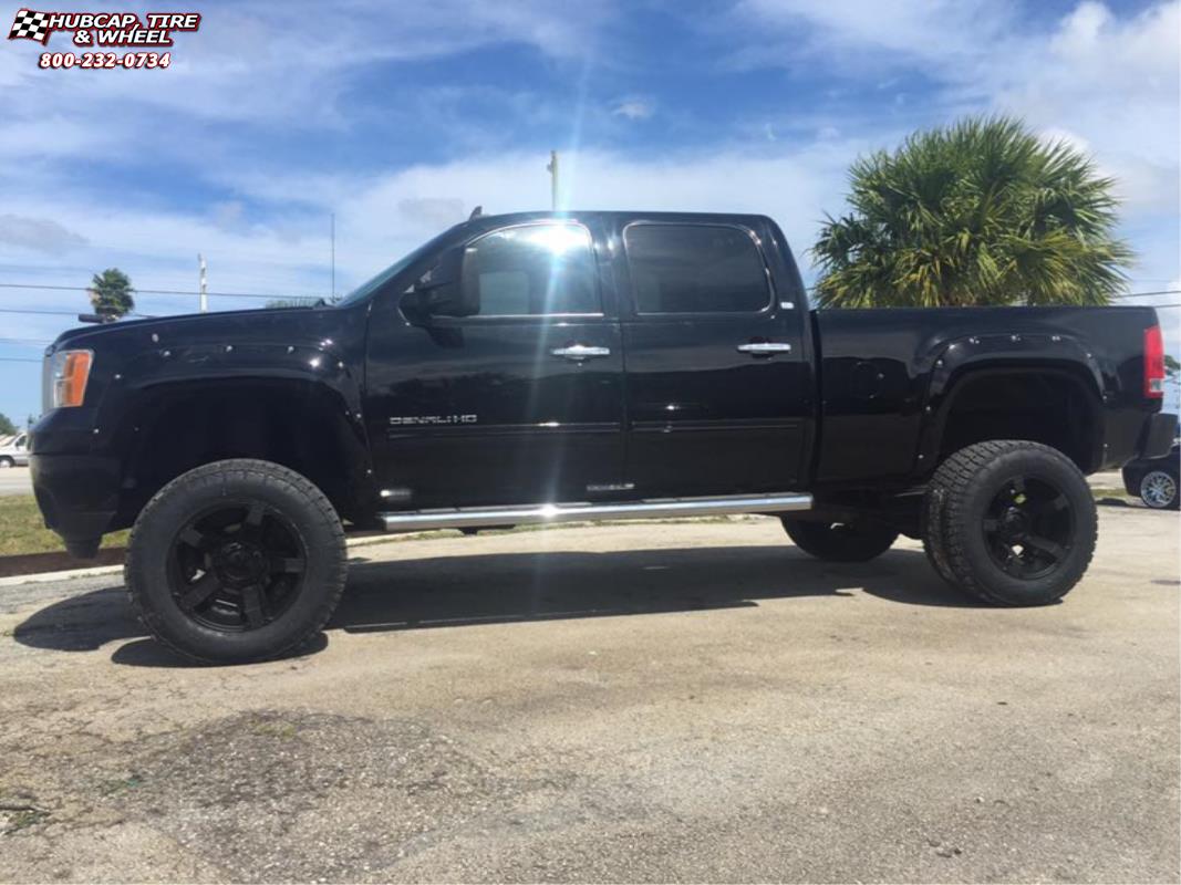 vehicle gallery/gmc sierra 2500 xd series xd811 rockstar 2  Satin Black and Black Inserts wheels and rims