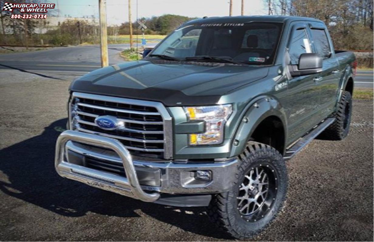 vehicle gallery/ford f 150 xd series xd820 grenade  Satin Black Machined Face wheels and rims