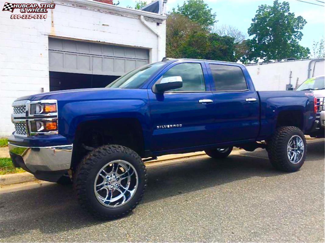 vehicle gallery/chevrolet silverado 1500 moto metal mo969  Chrome Blue Accents wheels and rims