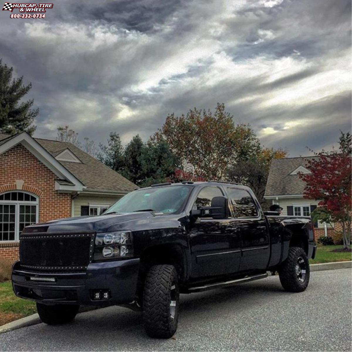 vehicle gallery/chevrolet silverado 2500 xd series xd797 spy x  Gloss Black Machined wheels and rims