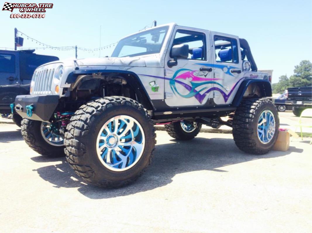 vehicle gallery/jeep wrangler xd series xd404 surge x  Chrome and Blue wheels and rims