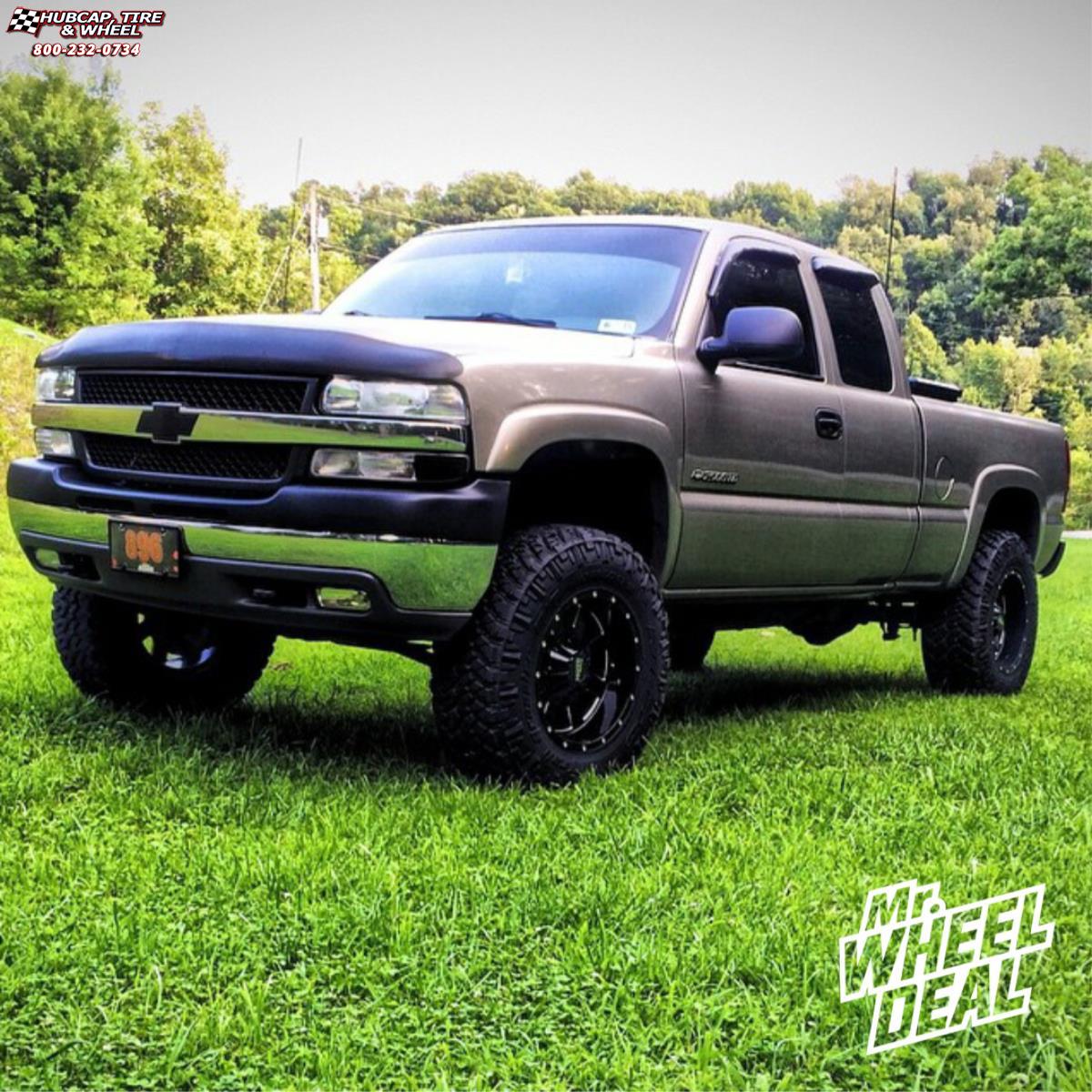 vehicle gallery/2001 chevrolet silverado 2500 hd moto metal mo962 18x10 Gloss Black & Milled wheels and rims