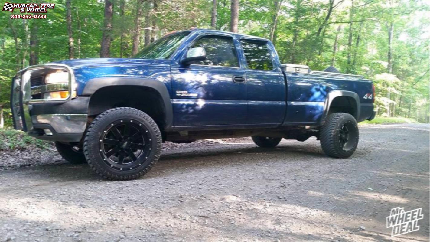 vehicle gallery/2002 chevrolet silverado 2500 moto metal mo962 20x12  Satin Black & Milled wheels and rims