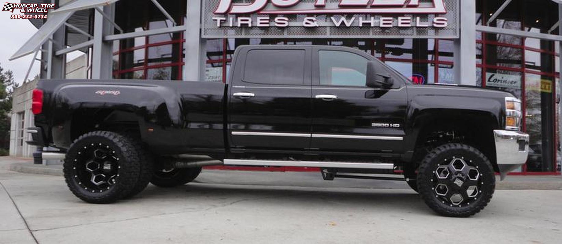 vehicle gallery/2015 chevrolet silverado 3500 xd series xd815 battalion  Gloss Black Milled wheels and rims